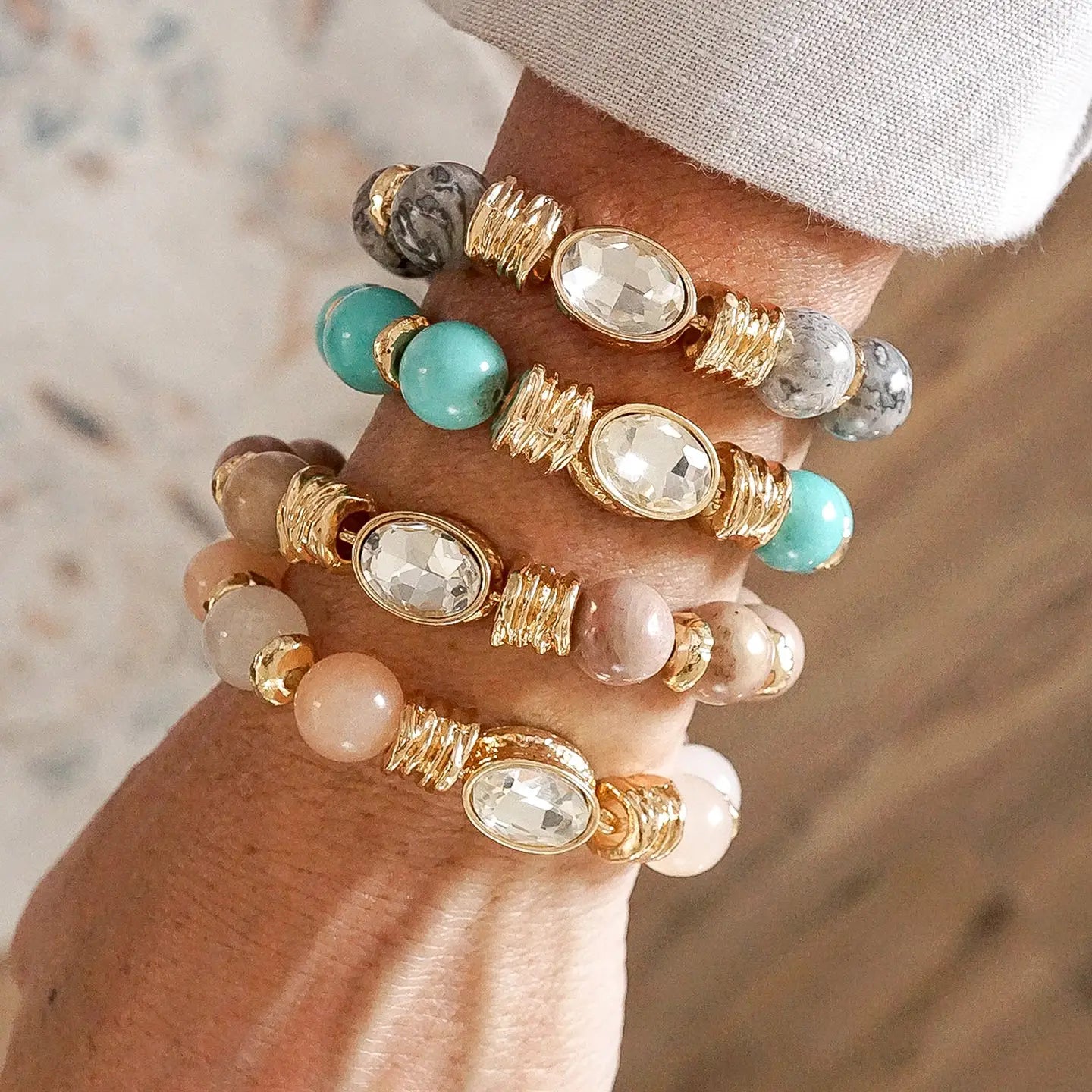 Earthy Gleam - Statement Beaded Bracelet