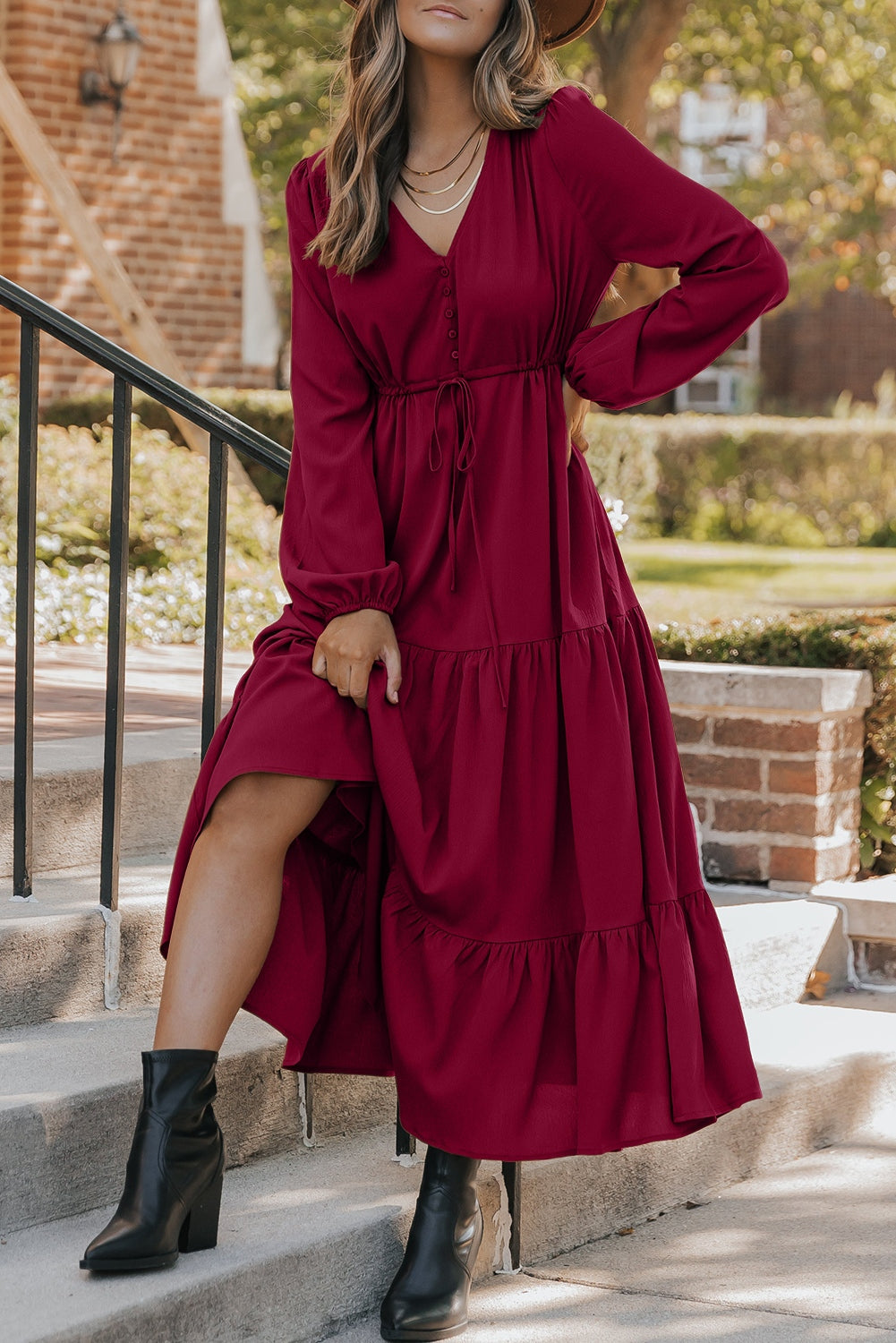 Long Sleeve Tiered Maxi Dress