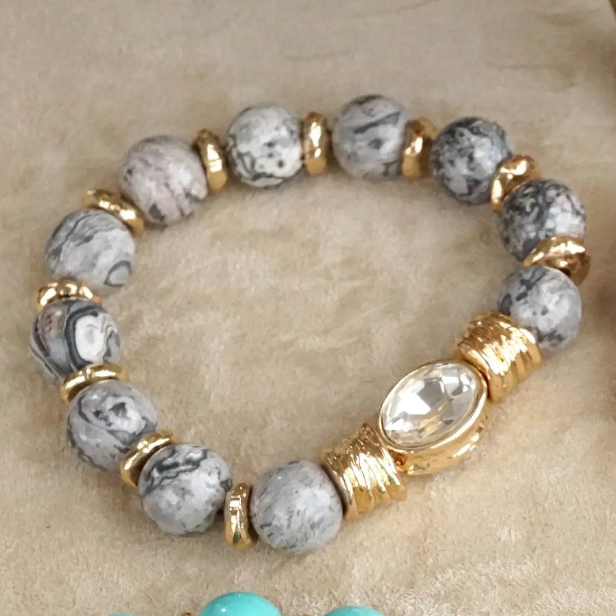 Earthy Gleam - Statement Beaded Bracelet