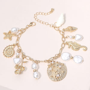 Pearl Metal Starfish Shell Bracelet