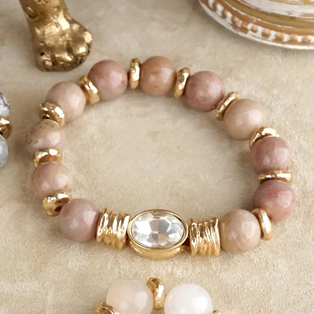 Earthy Gleam - Statement Beaded Bracelet