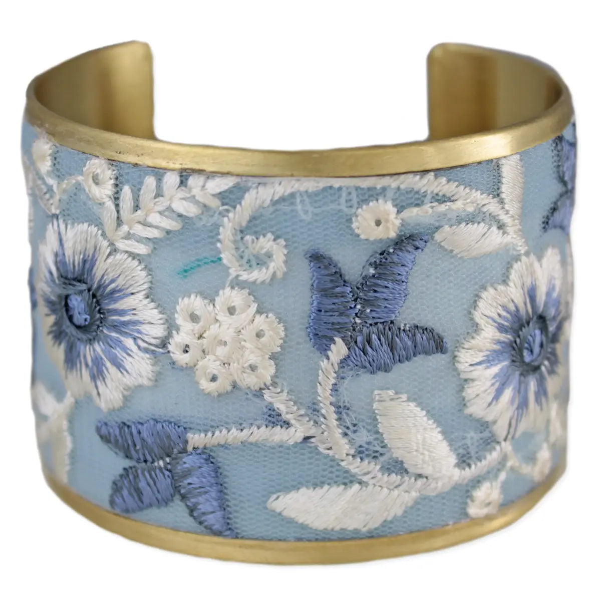 Light Blue Floral Embroidered Cuff