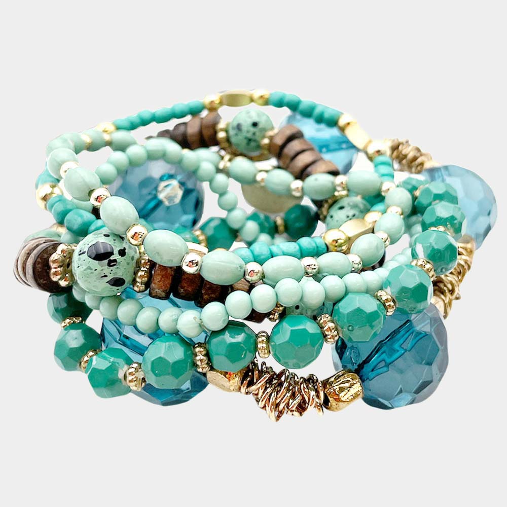 Wood Faceted Stretch Bracelet