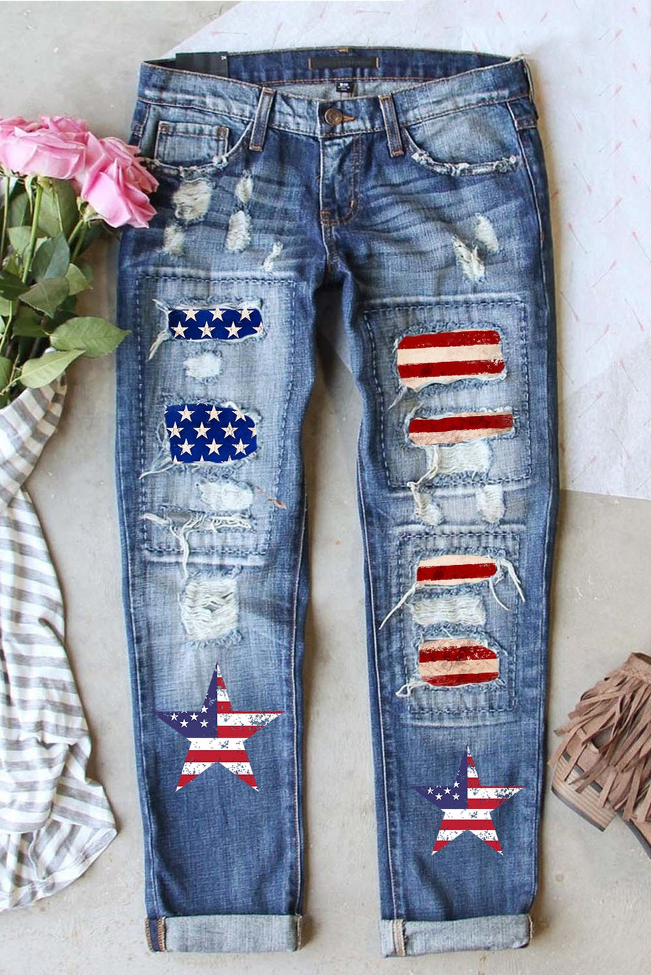 Jeans - American Flag Graphic